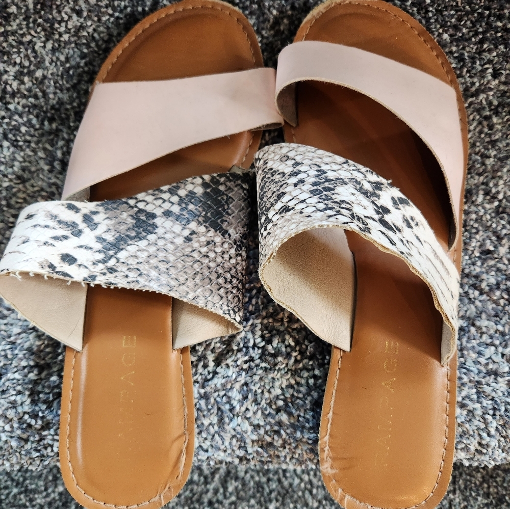 Tan and Snake Print Sandals